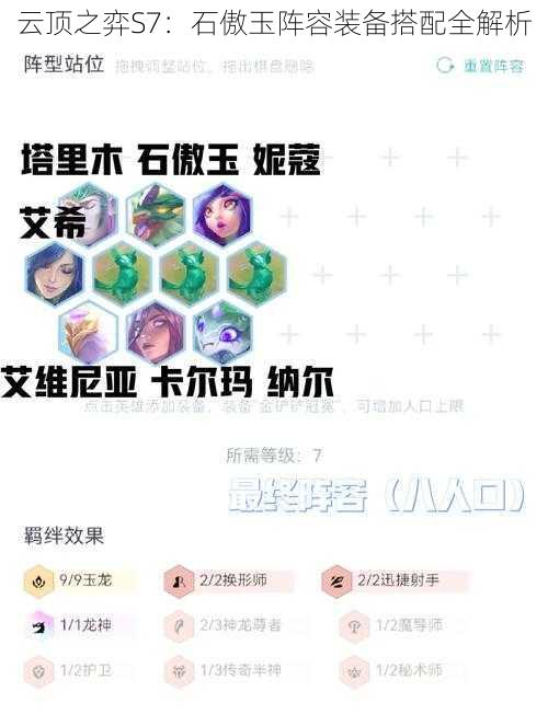 云顶之弈S7：石傲玉阵容装备搭配全解析